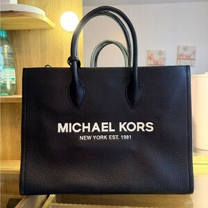 Michael Kors Black Leather Logo Tote